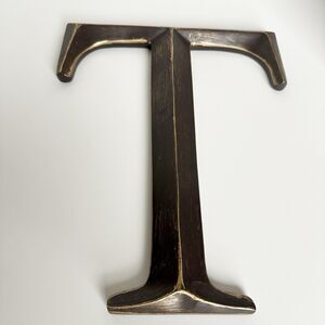 Hobby Lobby Decorative Letter T Wall Mount 12x9.5" Brown Metal Bronze Distressed
